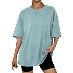 Womens Oversized Summer T Shirts Business Casual Dressy Shorts Grey Green